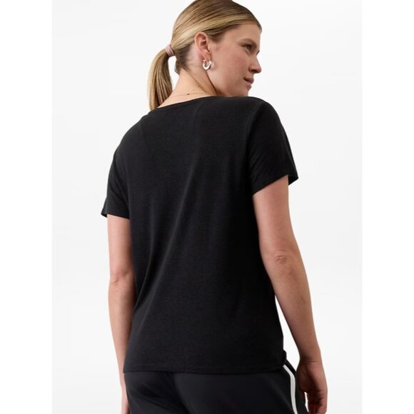Getaway S Linen Blend V-Neck Tee Black Small - Picture 2 of 5